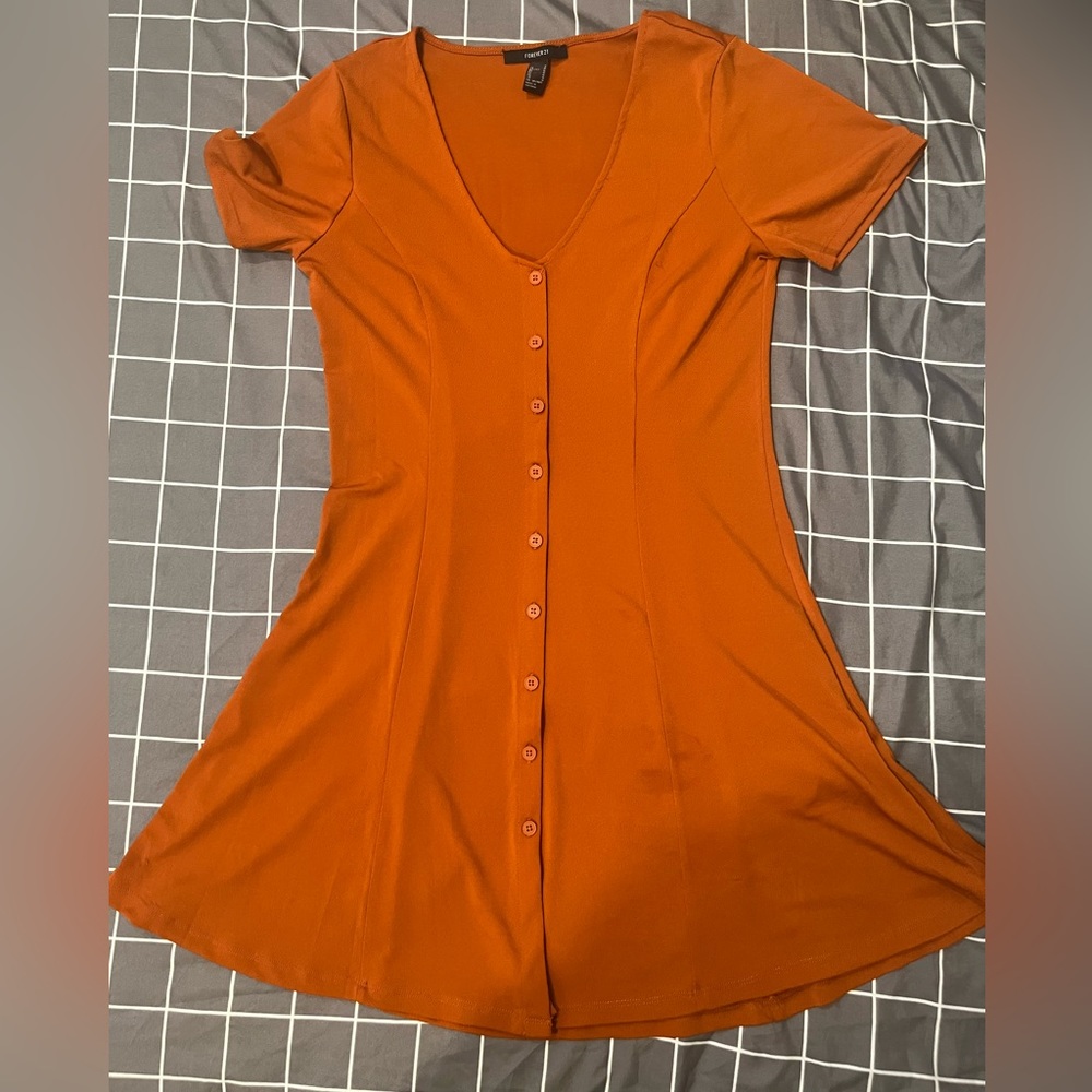 Forever 21 Rust short sleeve button down dress. Size M.